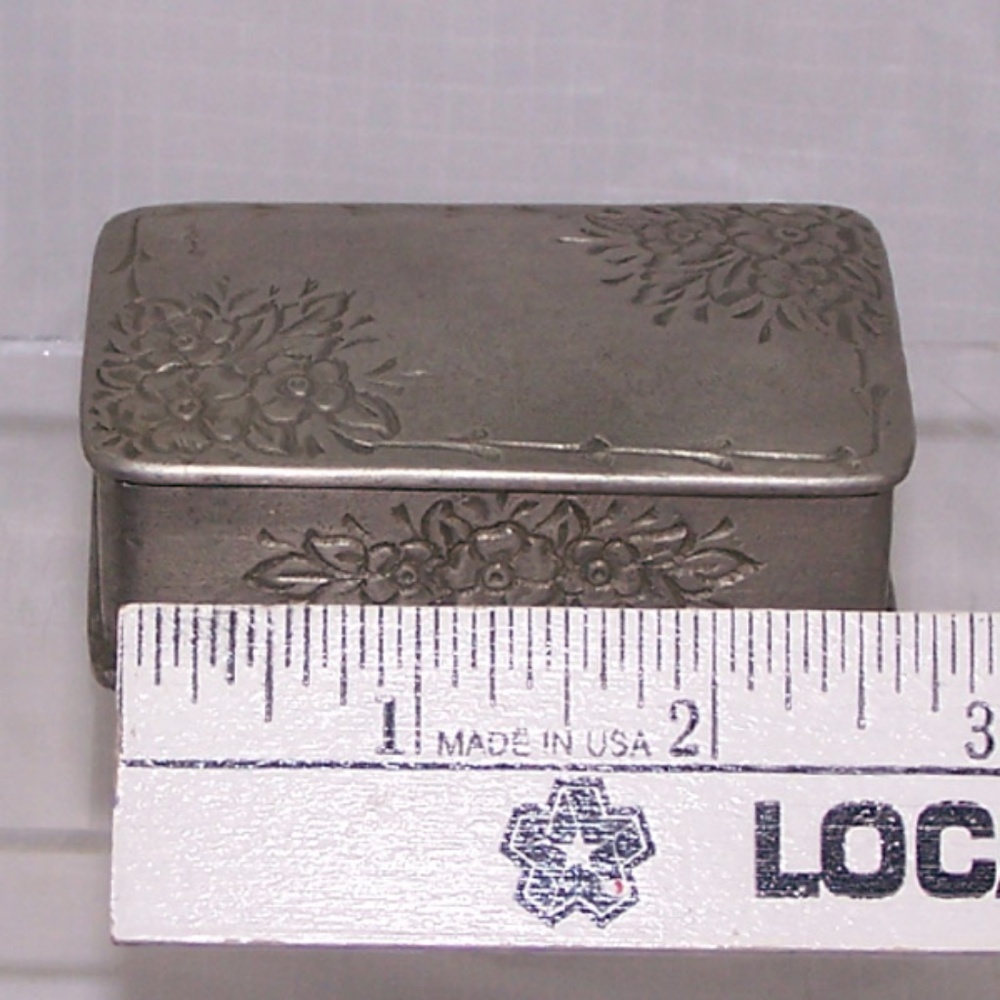 VTG- REIN ZINN 95% PEWTER Engraved Flowers TRINKET BOX - Picture 2 of 10